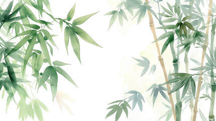 竹の水彩画の背景イラスト 16:9