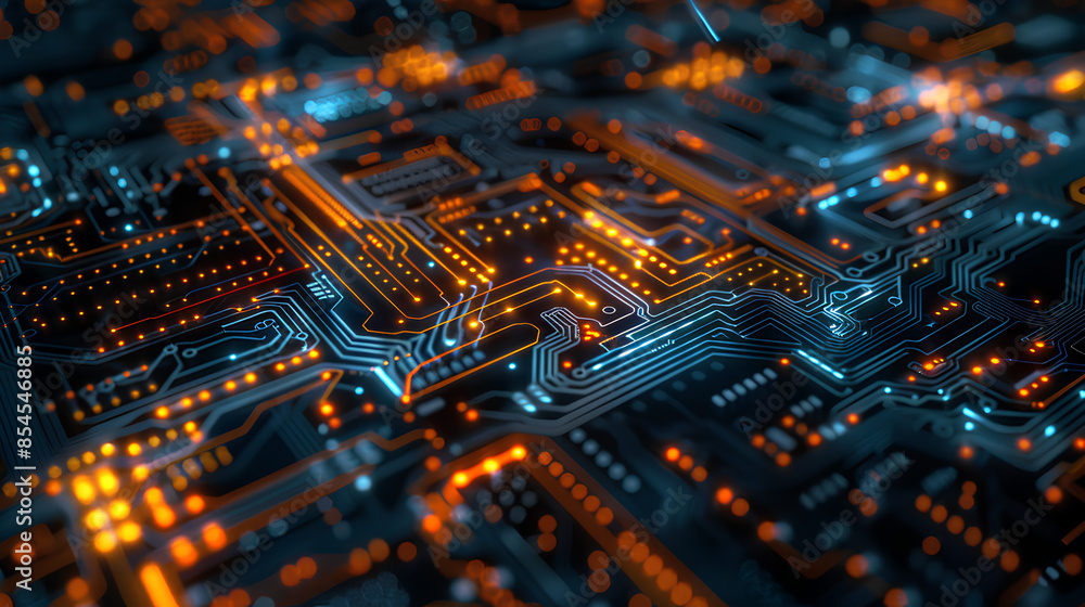 Poster abstract circuit board futuristic technology processing background