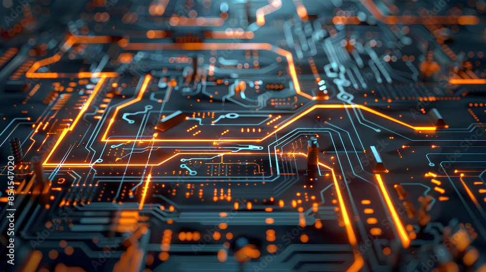 Poster abstract circuit board futuristic technology processing background