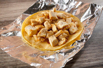 A view of a chicken taco.