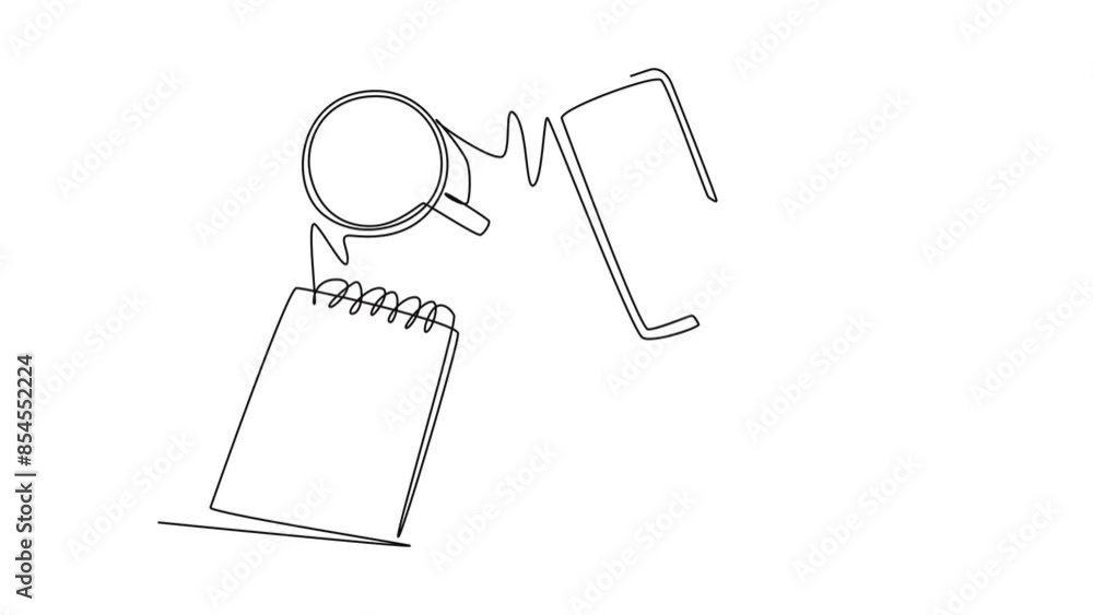 Poster animated self drawing continuous line draw gesture hand holding touch smartphone screen doing transa