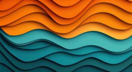 Vibrant abstract waves of orange and teal