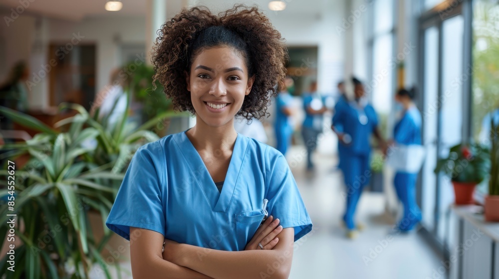 Wall mural the smiling nurse in scrubs