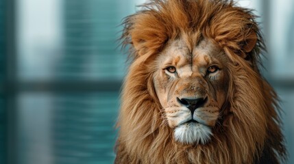 Majestic lion with piercing eyes