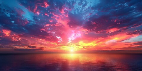 Fototapeta premium Vibrant Sunset Over the Ocean