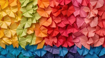 Colorful origami paper shapes