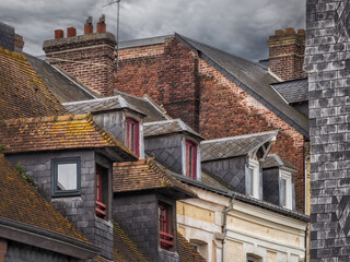Slate Roofs and Brick Walls at Honfleur, France
