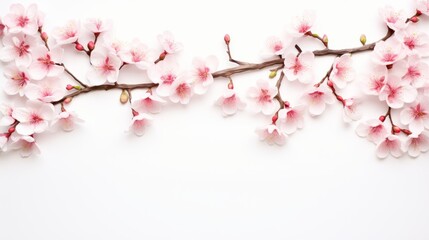 Pink cherry blossom in spring. Beautiful blossoming pink sakura flowers on branches.