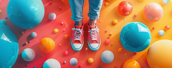 Infuse the essence of viral internet trends into a visually striking low-angle composition Experiment with unique shapes and patterns to 