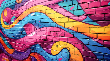 Obraz premium Paint splash, graffiti brick wall, colorful background.Generative AI