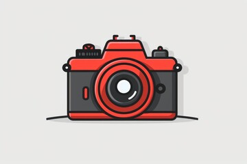  logo simple line drawing of a camera with a flash white background minimalist style simple design flat vector graphic logo minimalistic background