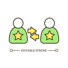 Military education RGB color icon. Experience exchange, knowledge sharing. Veteran education, army values. Isolated vector illustration. Simple filled line drawing. Editable stroke