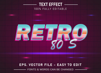 Retro vintage editable text effect 70s and 80s text style