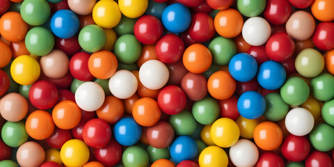 Obraz premium Heap of the different sized colorful spectrum or rainbow colored spheres or balls, color, education or playing concept background