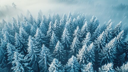 Obraz premium Snow-covered pine forest.