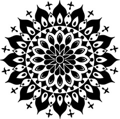 Mandala Simple Round Flat Vector Illustration.