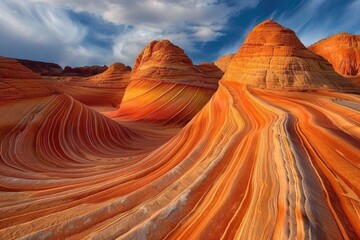 The Wave. Arizona Desert Landscape in Fall with Sandstone Rock Formation