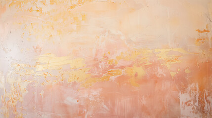 Rustic Textured Wall with Sunset Hues Color Washing Technique. Aged effect. Palette of pink, apricot, coral, goldenrod, and mauve with subtle variations. High-resolution. Soft and layered finish.