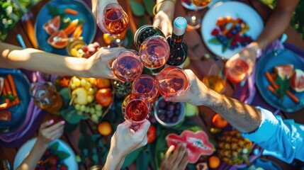 Fototapeta premium The outdoor wine toast