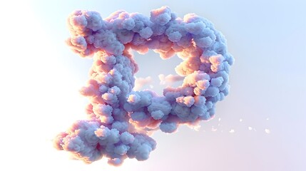 Pastel Clouds Forming Letter P in Twilight Sky,3D Rendered Abstract Artwork