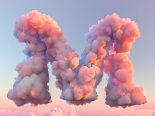 Fototapeta premium Pastel-Colored Clouds Shaped Like the Letter M in an Evening Sky