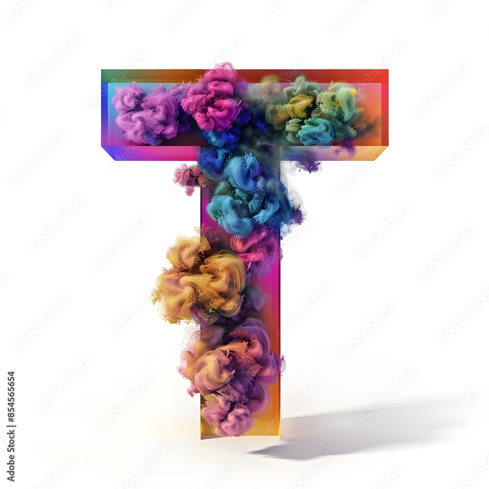 Poster prism-like mist shaping vibrant 3d typographic composition on isolated background