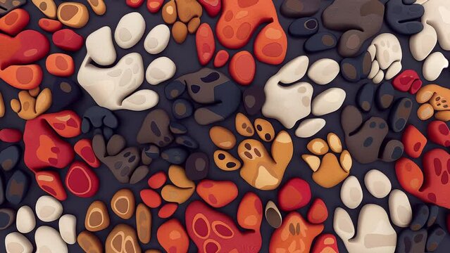 animal foot prints paws abstract digital wallpaper animation video loop