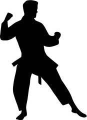 Illustration Taekwondo athlete silhouette. Silhouette of martial art
