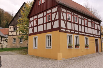 Blick in das Zentrum von Hohnstein in der Sächsischen Schweiz	