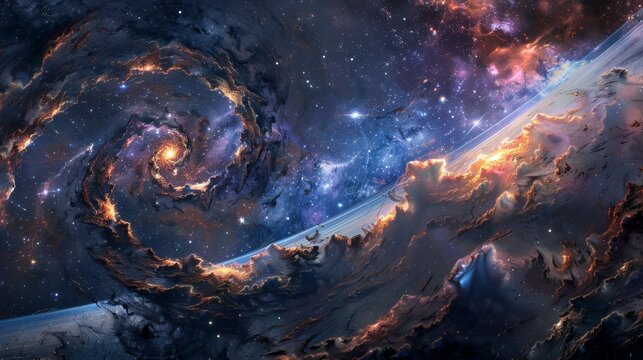 Abstract celestial mobius strip design floating among the stars and stardust in cosmic space