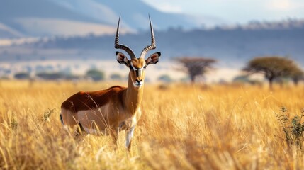 The antelope in savanna