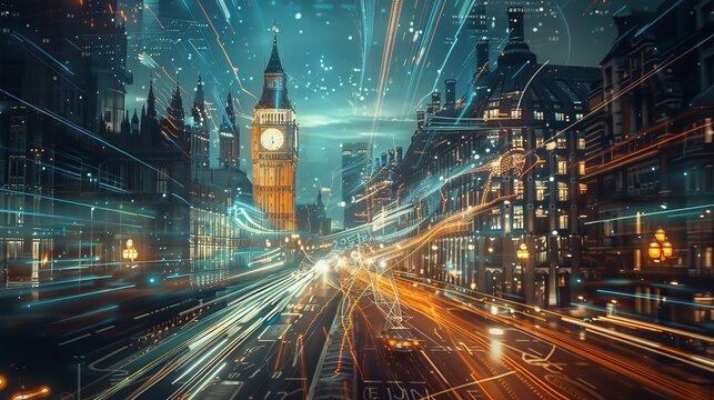 Futuristic image of advanced data processing, ai, and technology in government and public sectors