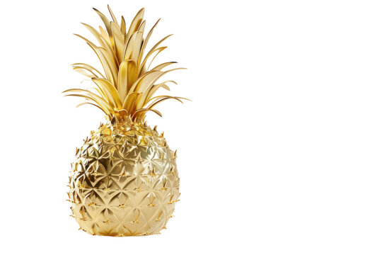 A gold pineapple decor piece set against a plain white background, symbolizing luxury and tropical elegance. Ideal for home decor and design themes.