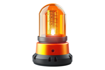Bright industrial orange warning light isolated on white background, perfect for safety and emergency use.