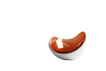 Fototapeta premium Modern red and white ergonomic chair on a white background, stylish furniture piece for contemporary home and office interiors.