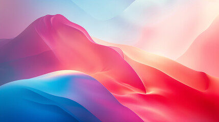 Soft blue and red gradients adorn the abstract backdrop resembling the shiny Apple wallpaper on macos.