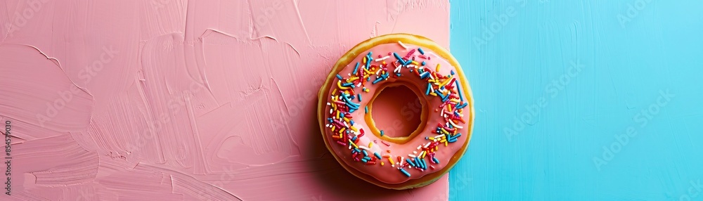 Poster featuring a donut shaped like an alarm clock on a vibrant backdrop, this image captures the playful 