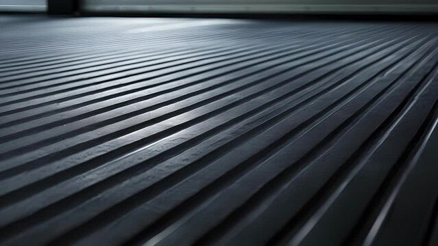 The third photo captures a smooth matte rubber flooring with a series of thin linear grooves running in parallel rows.