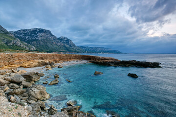 Coastline of the Colonia de Sant Pere. Es Caló. Alcudia Bay. Llevant Peninsula. Arta. Mallorca. Balearic Islands. Spain