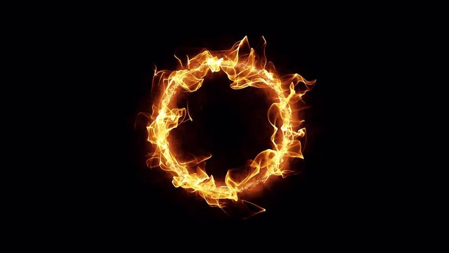 Portal - Ring of Flame. Orange Turbulent Circle with Alpha Channel. Looped video.
