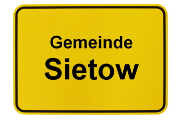 Illustration eines Ortsschildes der Gemeinde Sietow in Mecklenburg-Vorpommern