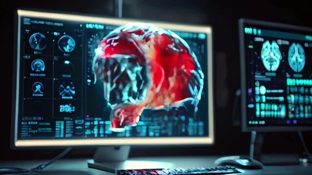Video of a brain on a computer screen.