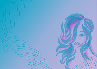 Donna stilizzata - disegno astratto - colore  sfumato azzurro - sfondo - slide - grafica vettoriale festa della donna - femminile - ideale per biglietto , presentazione, sublimazione, banner