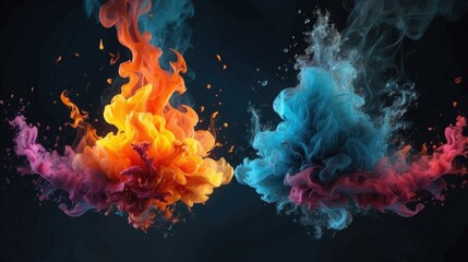 Fototapeta premium Multicolored abstract flames. AI.