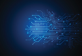 Abstract background with technology circuit board texture. Artificial intelligence electronic board. Communication and engineering concept. Vector illustration