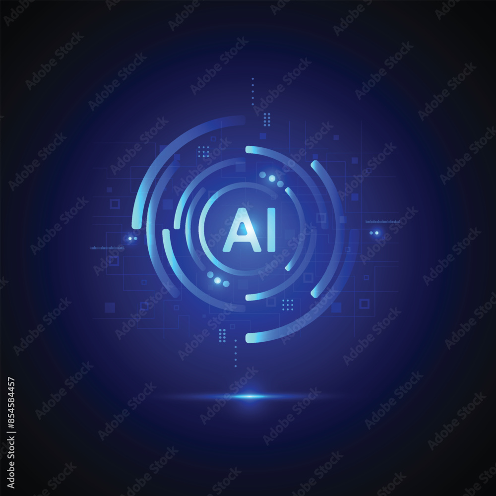 Poster artificial intelligence circuit line style. machine learning design. smart network digital technolog