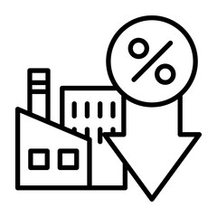 Icon showing a factory production rate drop.