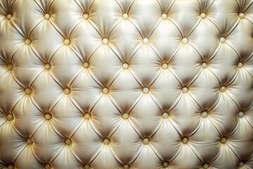 Luxurious ivory leather texture with deep button tufting, showcasing detailed craftsmanship and elegant design.