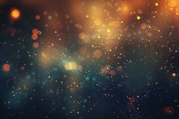 Fototapeta premium Glowing particles floating in the dark. AI.