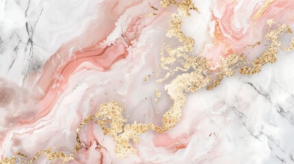 A generative AI marble background with a seamless blend of soft white, pink, and gold tones, ideal for creating a refined and elegant surface texture